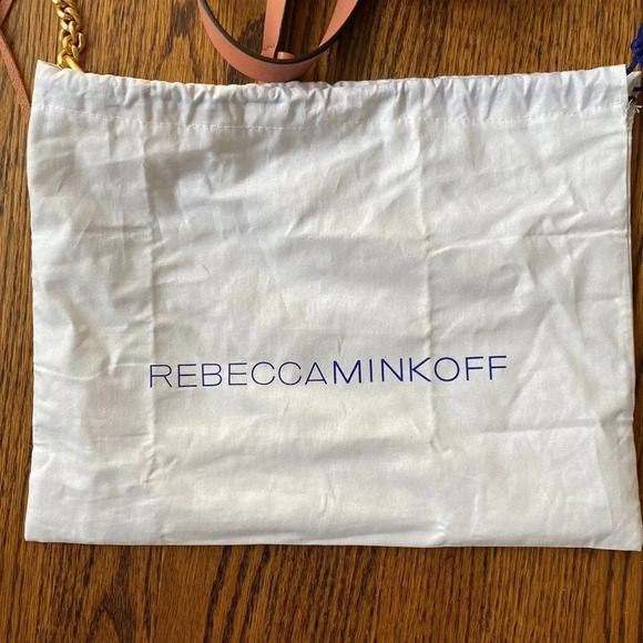 Rebecca Minkoff Women’s Blythe Pink Genuine Leather Crossbody Metal Chain - Picture 11 of 11